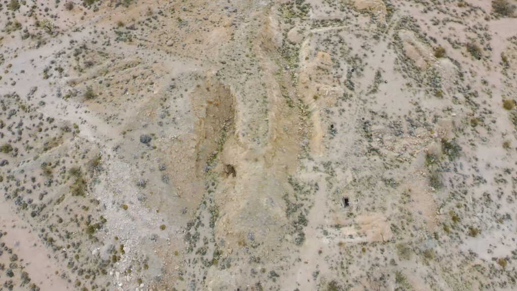 Telegraph Mine – overhead view of Hill 2 open pit and open stope and shaft